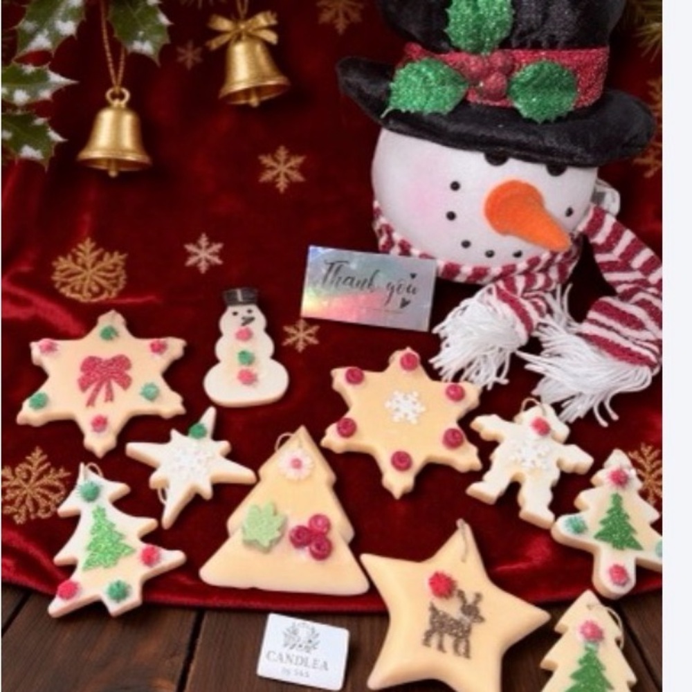 Festive Holiday candles and car refresh Set with Snowman Decor